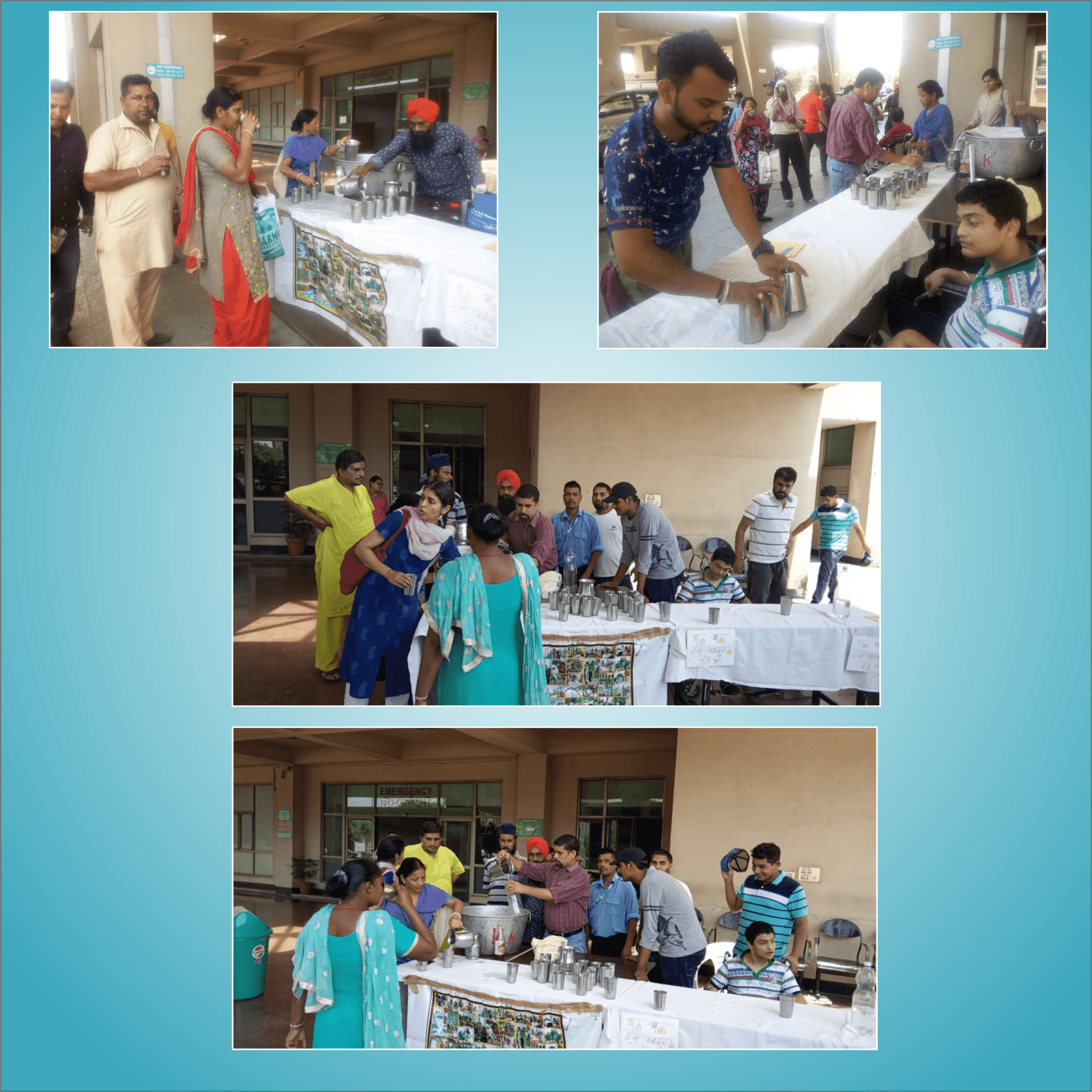 APAAR clients and staff organized a chhabeel outside the emergency department of PIMS hospital on June 7 , 2019 – the martyrdom day of Guru Arjun Dev ji.